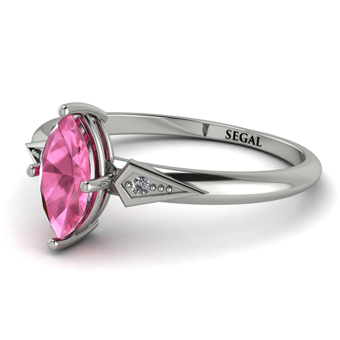 Marquise Pink Moissanite Geometrical Engagement Ring - Reese No. 803